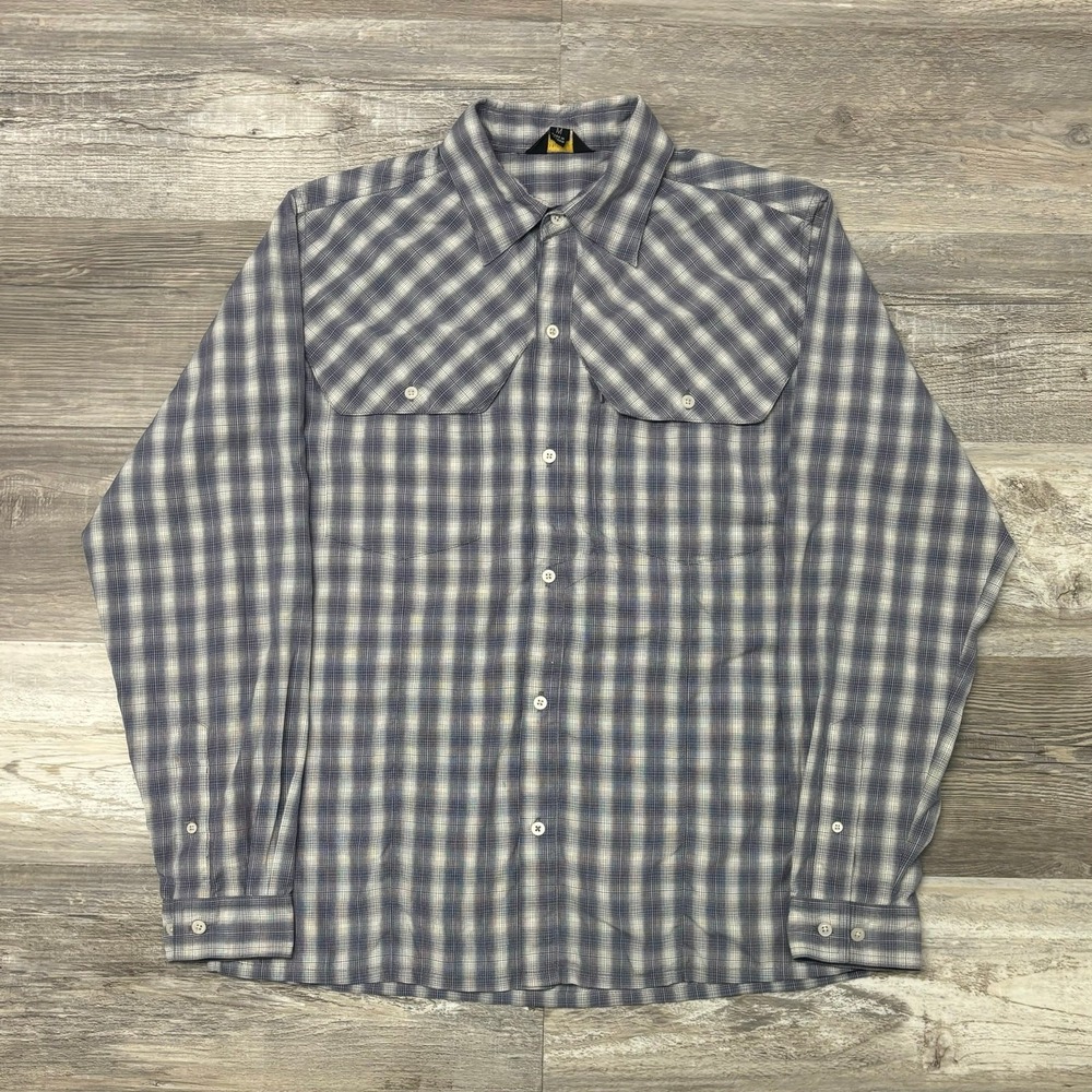 Blackhawk! Gray Check Mens M‎ Nylon Button Up Long Sleeve Tactical Shirt EUC